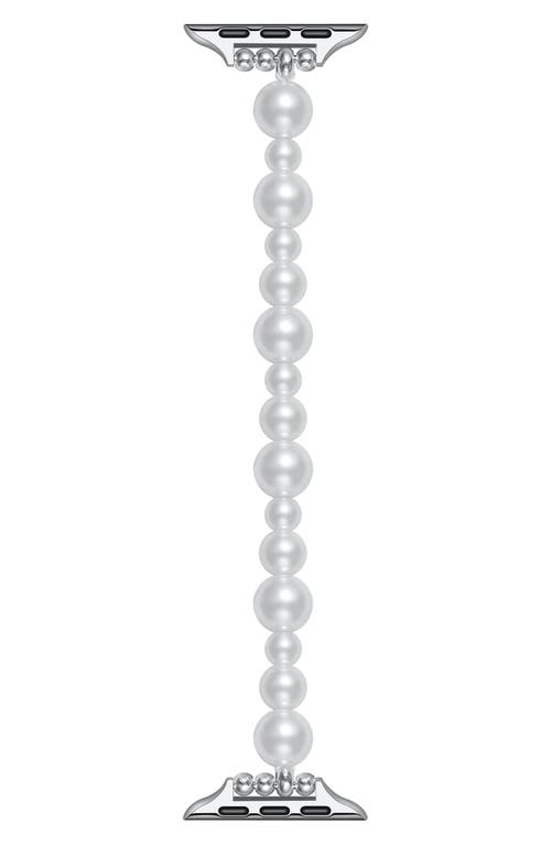 The Posh Tech Maeve 42mm Imitation Pearl Apple Watch® Bracelet Watchband In White