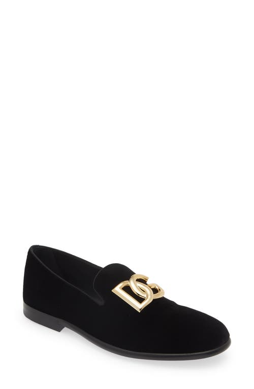 Dolce & Gabbana Leonardo Velvet Loafer 80999 Black at Nordstrom