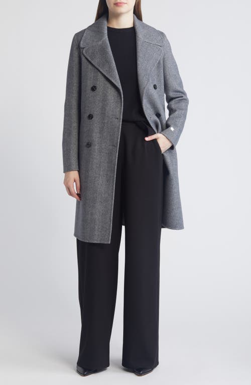 Shop Soia & Kyo Safira Double Breasted Wool Herringbone Coat In Black