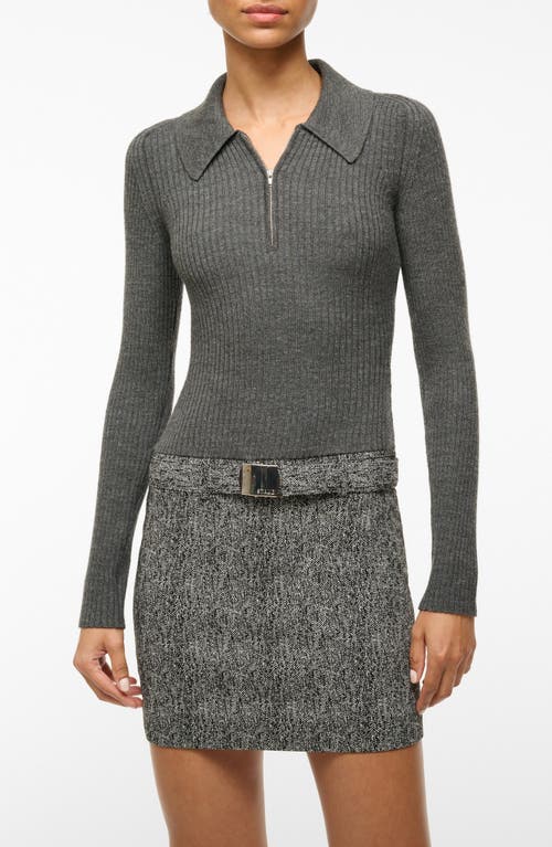 Shop Staud Platt Mixed Media Long Sleeve Minidress In Textured Herringbone