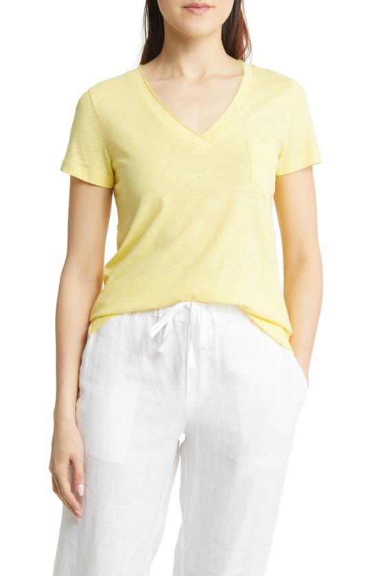 Caslon Short Sleeve V-neck T-shirt In Yellow Glow