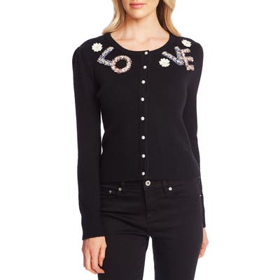 Cece Love Embellished Cardigan, Black