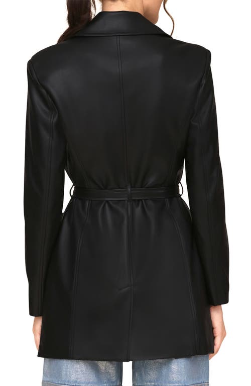 Shop Avec Les Filles Faux-ever Leather™ Strong Shoulder Belted Blazer In Black