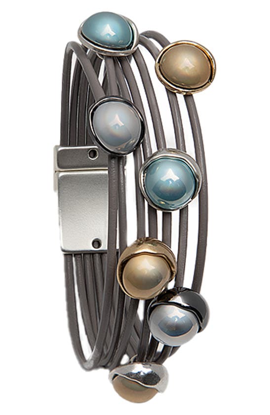Saachi Colored Orbs Leather Cords Bracelet In Metallic