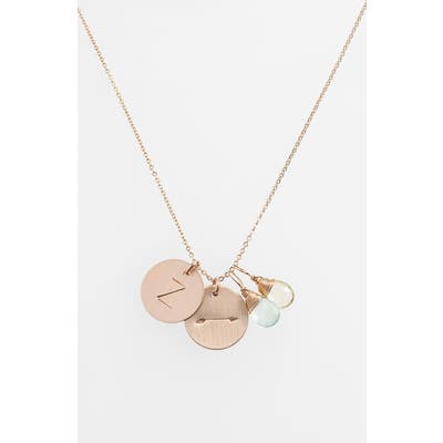 Nashelle Aqua Chalcedony, Lemon Quartz, Initial & Arrow 14K-Gold Fill Disc Necklace
