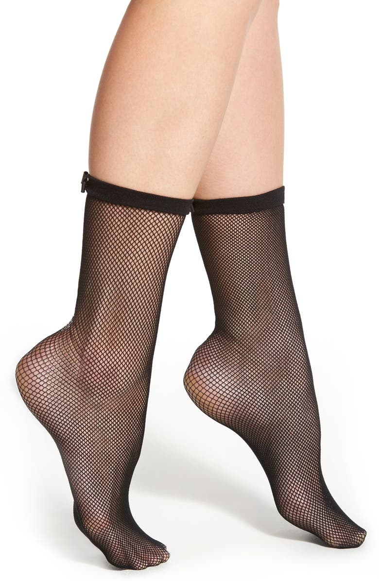 KATE SPADE NEW YORK fishnet trouser socks, Main, color, BLACK