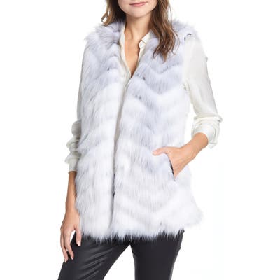 Via Spiga Chevron Faux Fur Vest, White