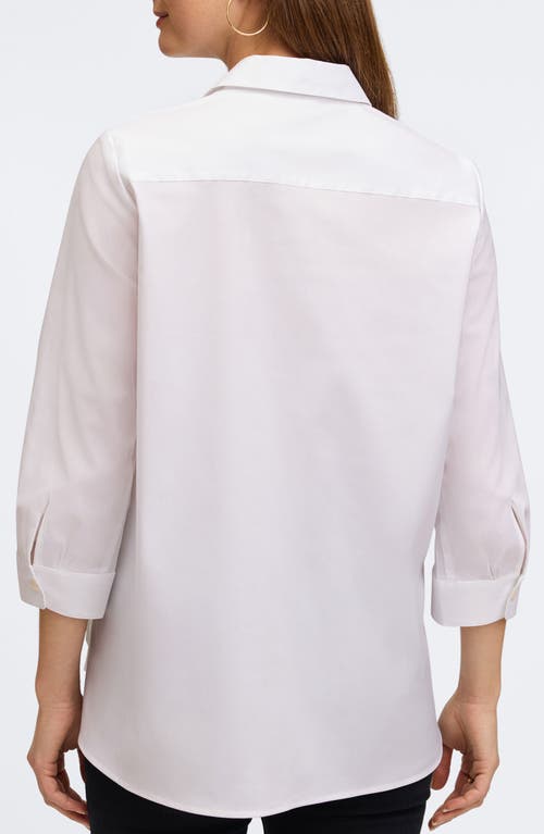 Foxcroft Juliet Three-quarter Sleeve Button-up Shirt In White