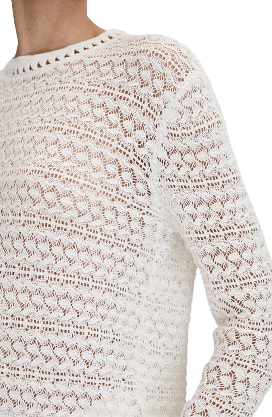 Shop Reiss Sim Open Stitch Cotton Blend Sweater In White