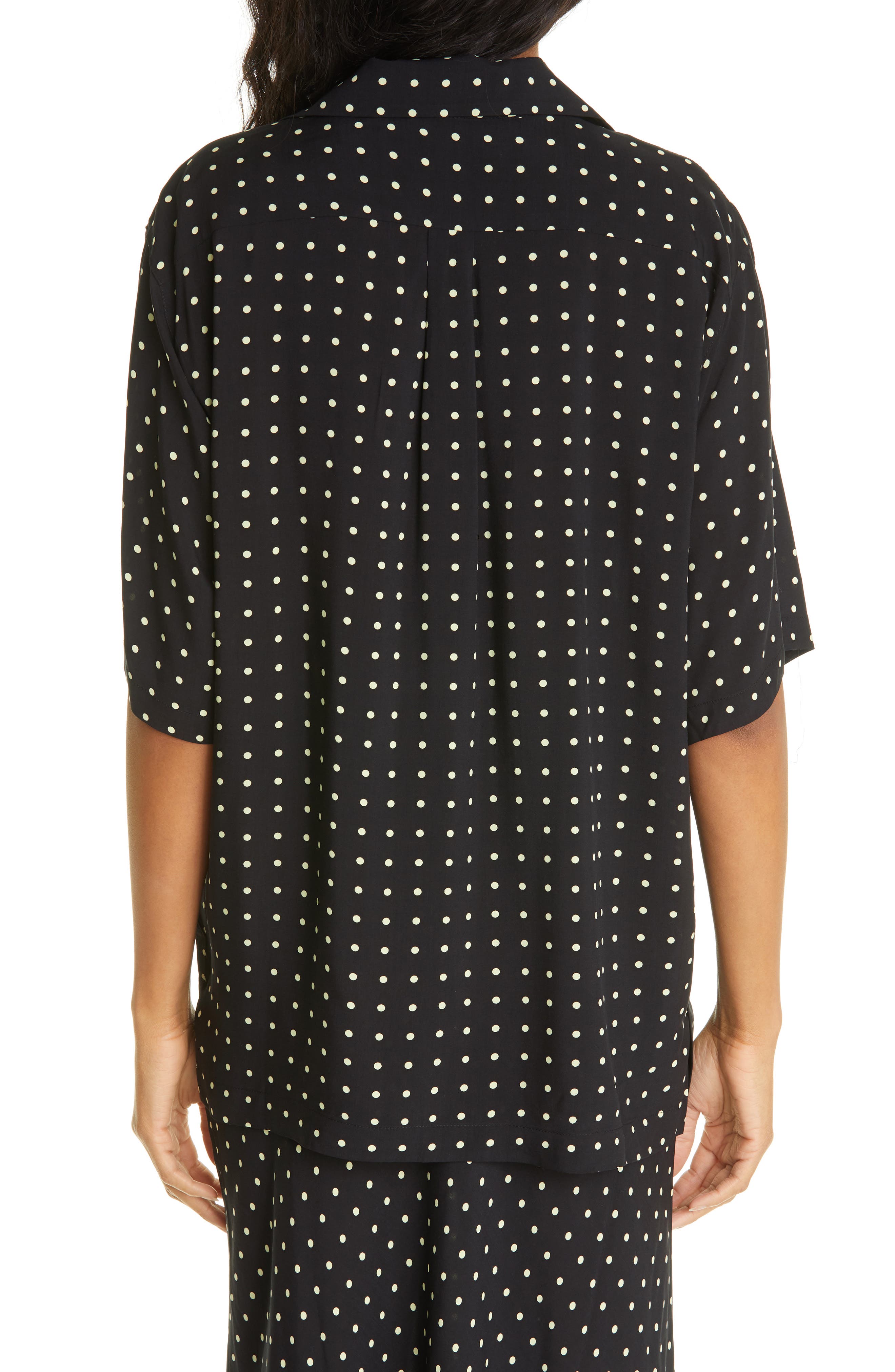 black and white polka dot short sleeve shirt