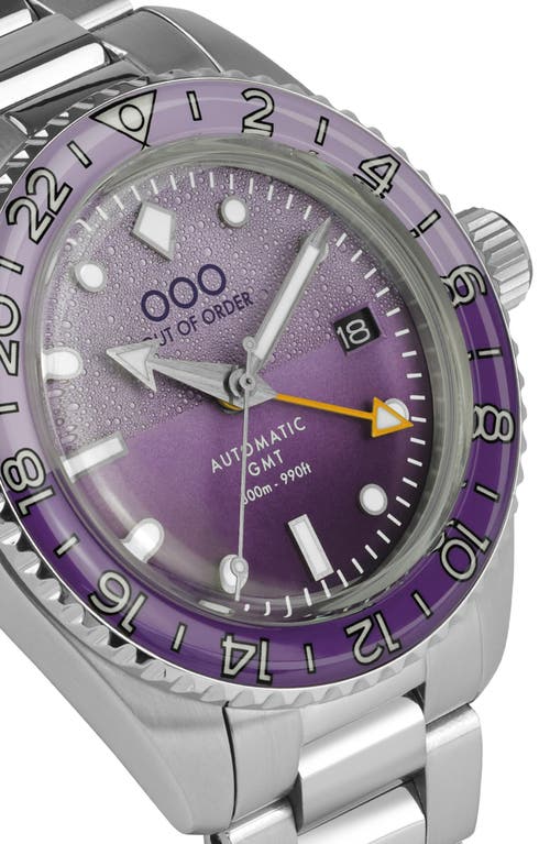 Out Of Order Shaker Automatic Gmt Ultra Brushed Bracelet Watch, 40mm In Dark Violet