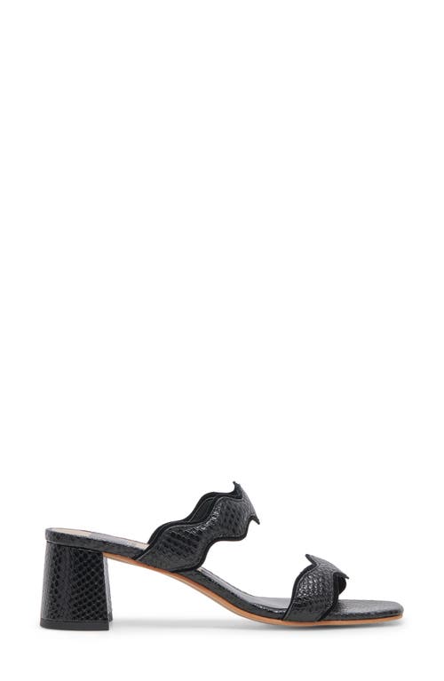 Dolce Vita Ilva Mid Slide Sandal In Onyx Embossed Leather