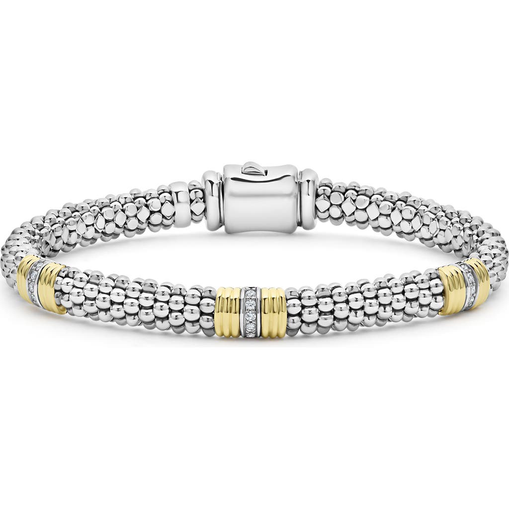 Lagos Signature Caviar Diamond Station Bracelet In Two-tone