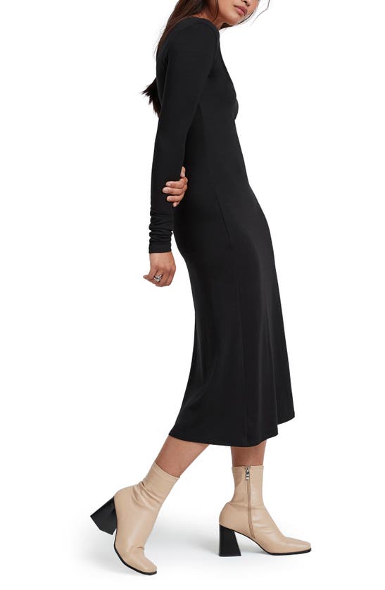 Shop Marcella Hamptons Long Sleeve Jersey Midi Dress In Black