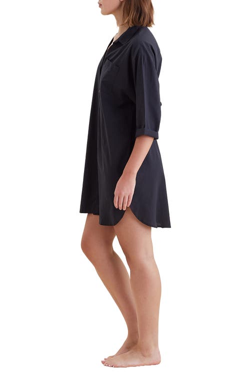 Shop Papinelle Whale Beach Solid Cotton & Modal Nightshirt In Black