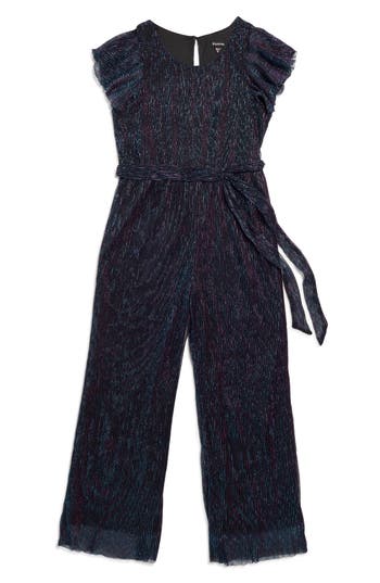 ZUNIE ZUNIE KIDS' PLISSÉ BUTTERFLY SLEEVE JUMPSUIT