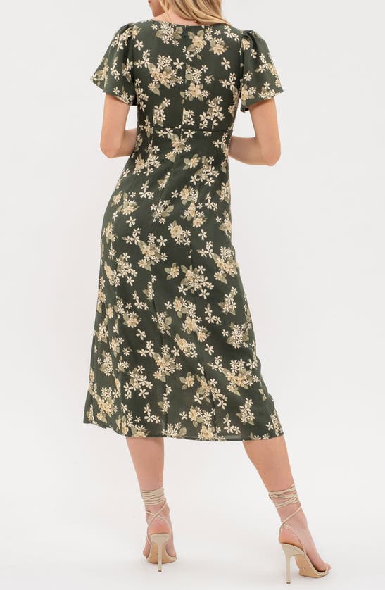 BLU PEPPER BLU PEPPER FLORAL PRINT SIDE SLIT MIDI DRESS
