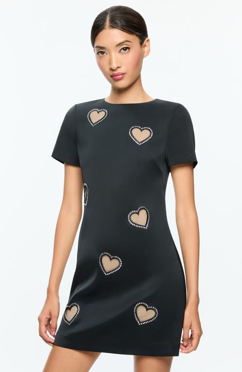 Shop Alice And Olivia Alice + Olivia Clyde Embellished Heart Minidress In Black