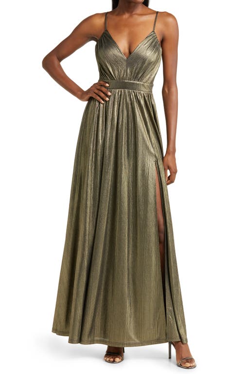 Lulus Beyond Exquisite Gown in Gold Metallic