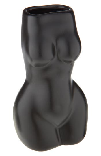 Shop Flora Bunda Curvy Form Ceramic Vase In Black/white