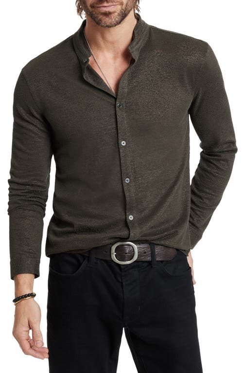 John Varvatos Valdez Regular Fit Linen Button-Up Shirt Kalamata at Nordstrom,