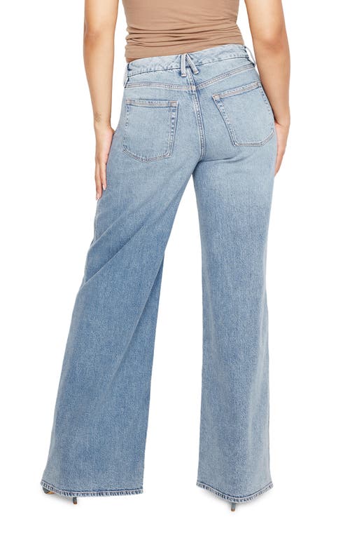 Shop Good American Good Skate Ripped Hem Wide Leg Jeans In Indigo667