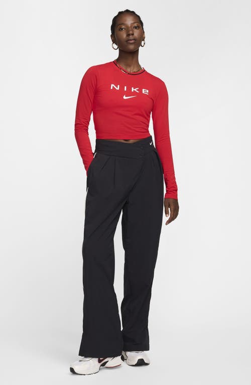 Shop Nike Sportswear Chill Slim Long Sleeve Crop T-shirt In University Red