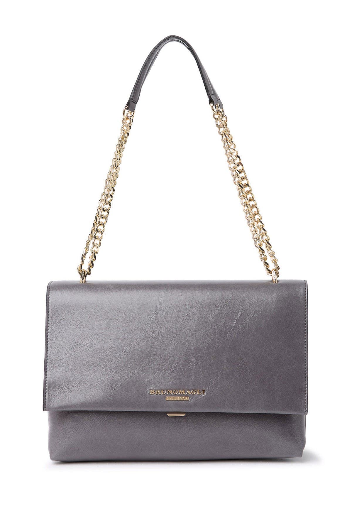 bruno magli chain leather shoulder bag