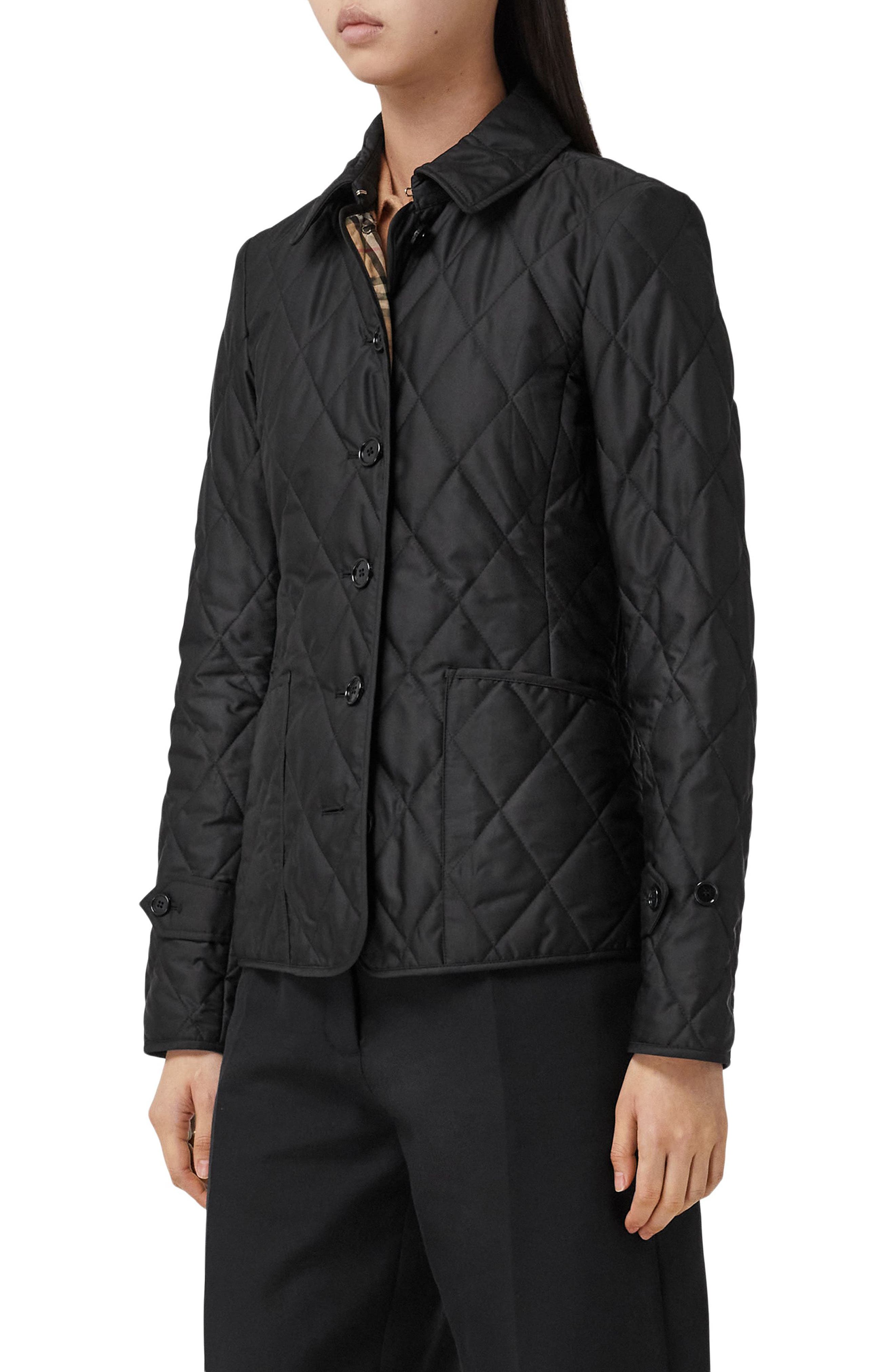 black burberry quilted jacket womens