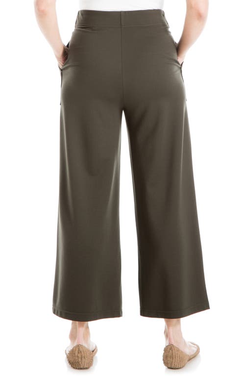 Max Studio Ponte Crop Wide Leg Pull-on Pants In Loden-loden
