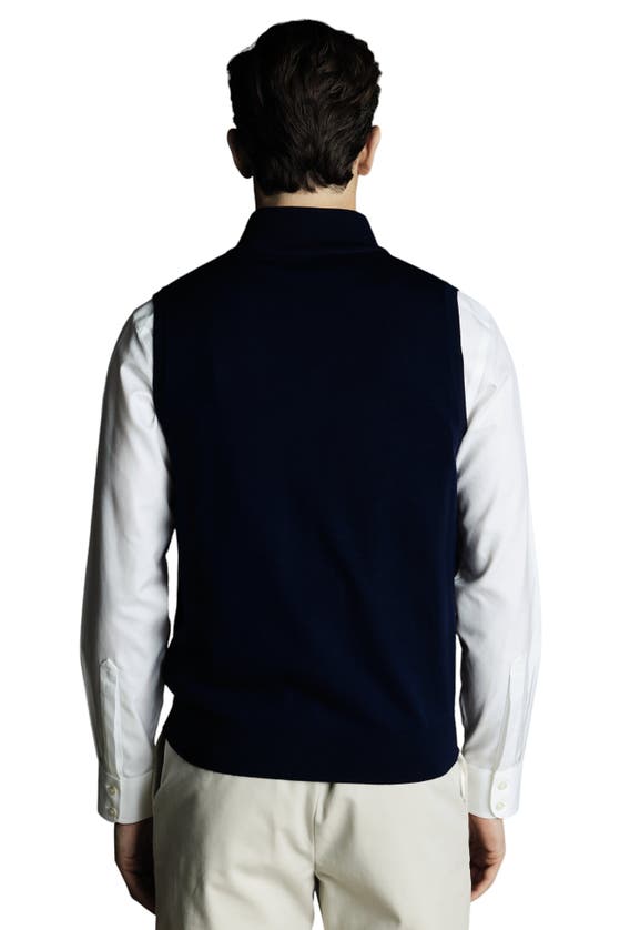 Shop Charles Tyrwhitt Pure Merino Zip Gilet In Navy