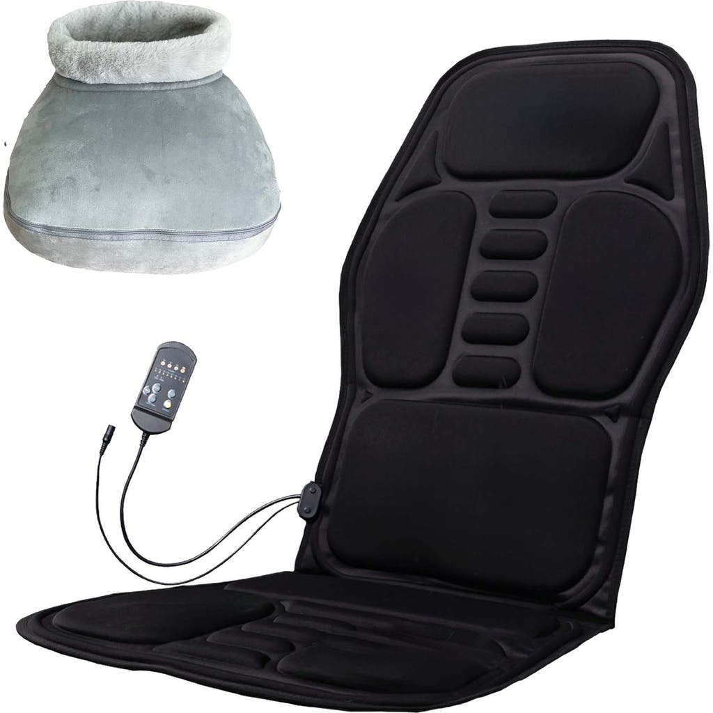 Pursonic Total Relaxation Pair Heated Foot Spa & Adjustable Chair Cushion In Black
