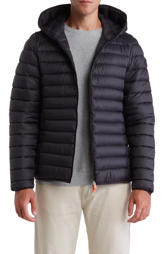 Save The Duck Donald Hooded Puffer Jacket In Black