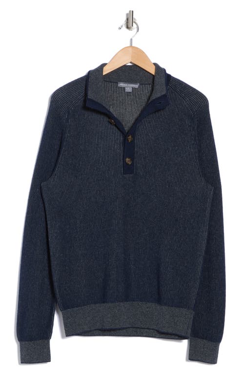 Bruno Magli Rib Cashmere Mock Neck Sweater In Navy Denim