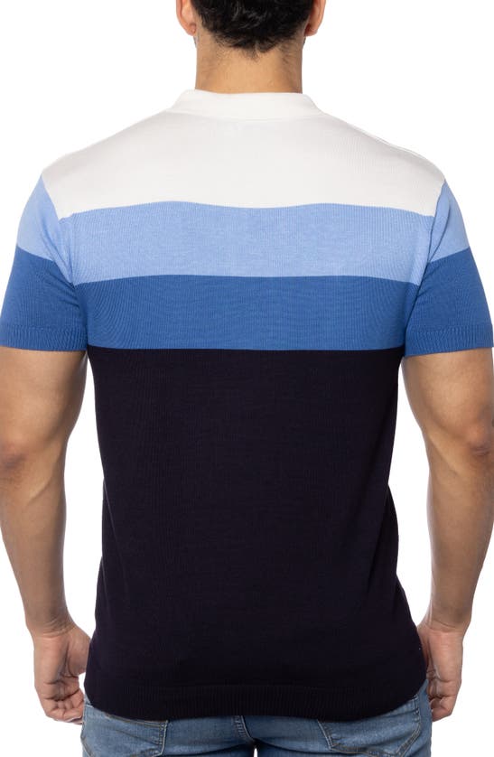Spring + Mercer Striped Polo Sweater In Navy