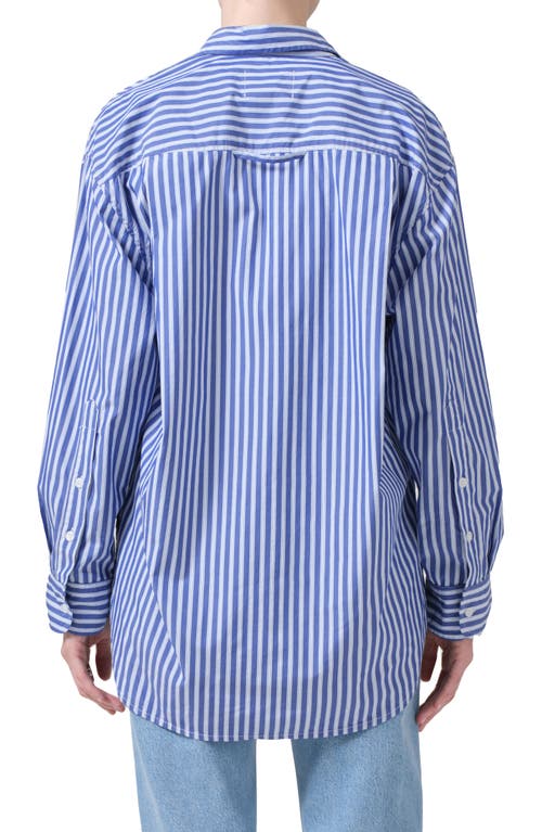 Shop Citizens Of Humanity Kayla Mesa Stripe Oversize Button-up Shirt In Navy Mesa Stripe