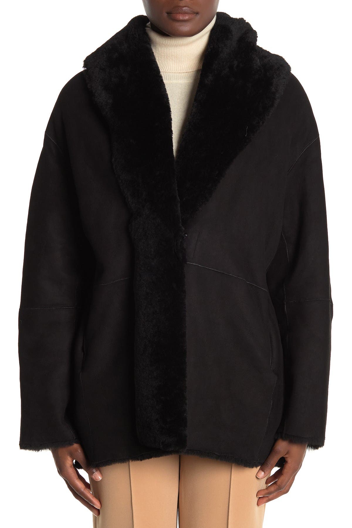 vince shearling cardigan coat