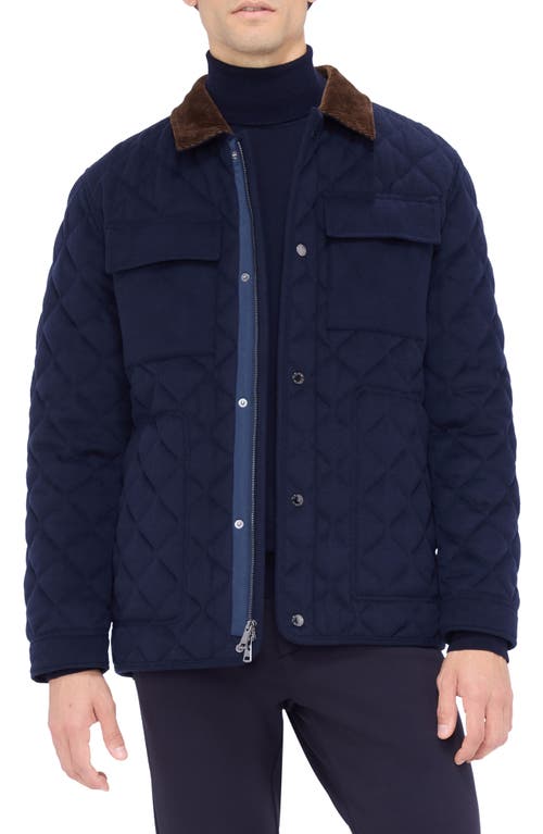 Shop Bugatchi Diamond Quilted Field Jacket In Navy