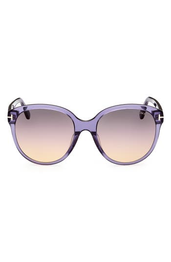 Shop Tom Ford 58mm Gradient Round Sunglasses In Violet/gradient Smoke