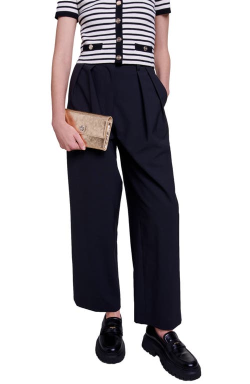 Shop Maje Wide-leg Trousers With Belt In Black