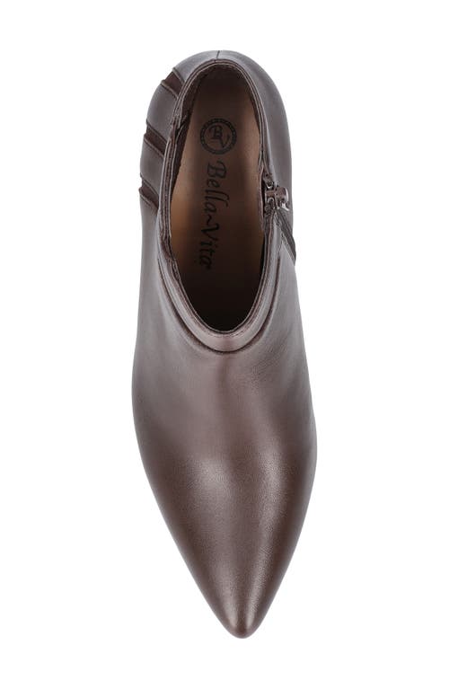 Shop Bella Vita Faraday Pointed Toe Kitten Heel Bootie In Brown Leather