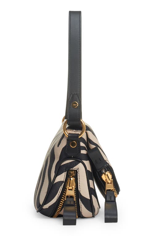 Shop Tom Ford Zebra Stripe Calfskin Leather Shoulder Bag In Black/beige