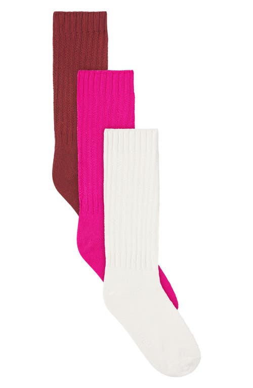 SKIMS 3-Pack Cotton Blend Slouch Socks in Brick Multi