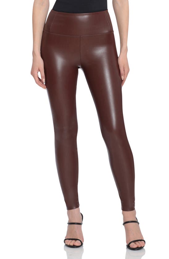 Bagatelle High Waist Faux Leather Liquid Leggings In Chestnut