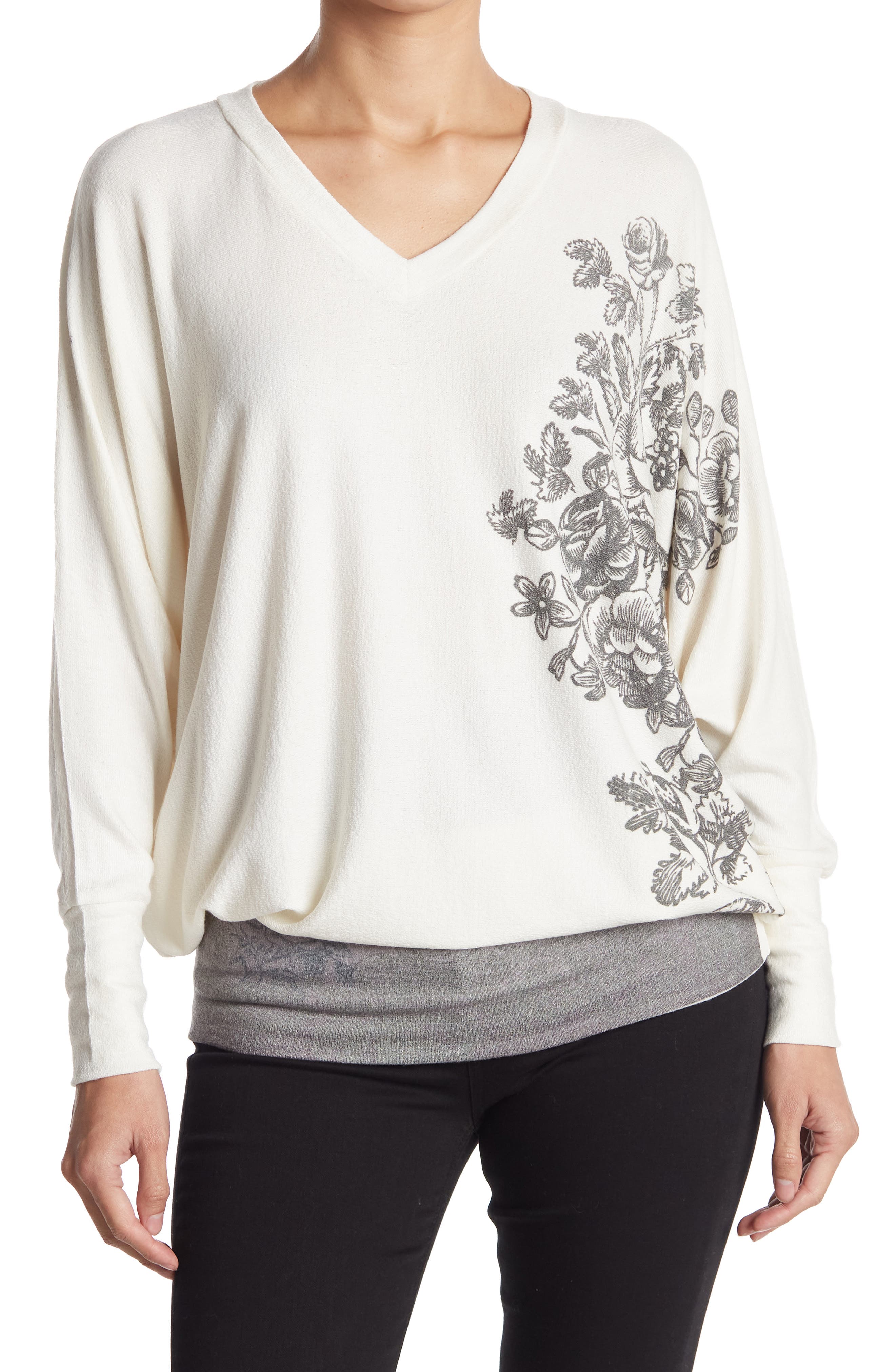 GO COUTURE Dolman Sleeve Tunic Sweater 