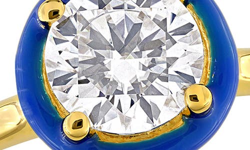Delmar Lab-created Moissanite & Enamel Ring In Blue/gold