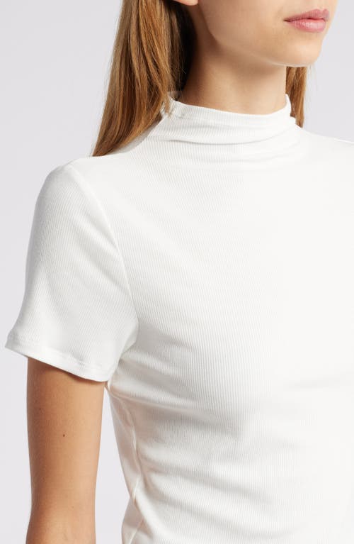 Shop Paige Blanche Mock Neck Rib Top In Ivory