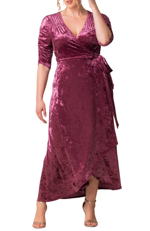 Shop Kiyonna Cara Crushed Velvet Wrap Gown In Sugar Plum