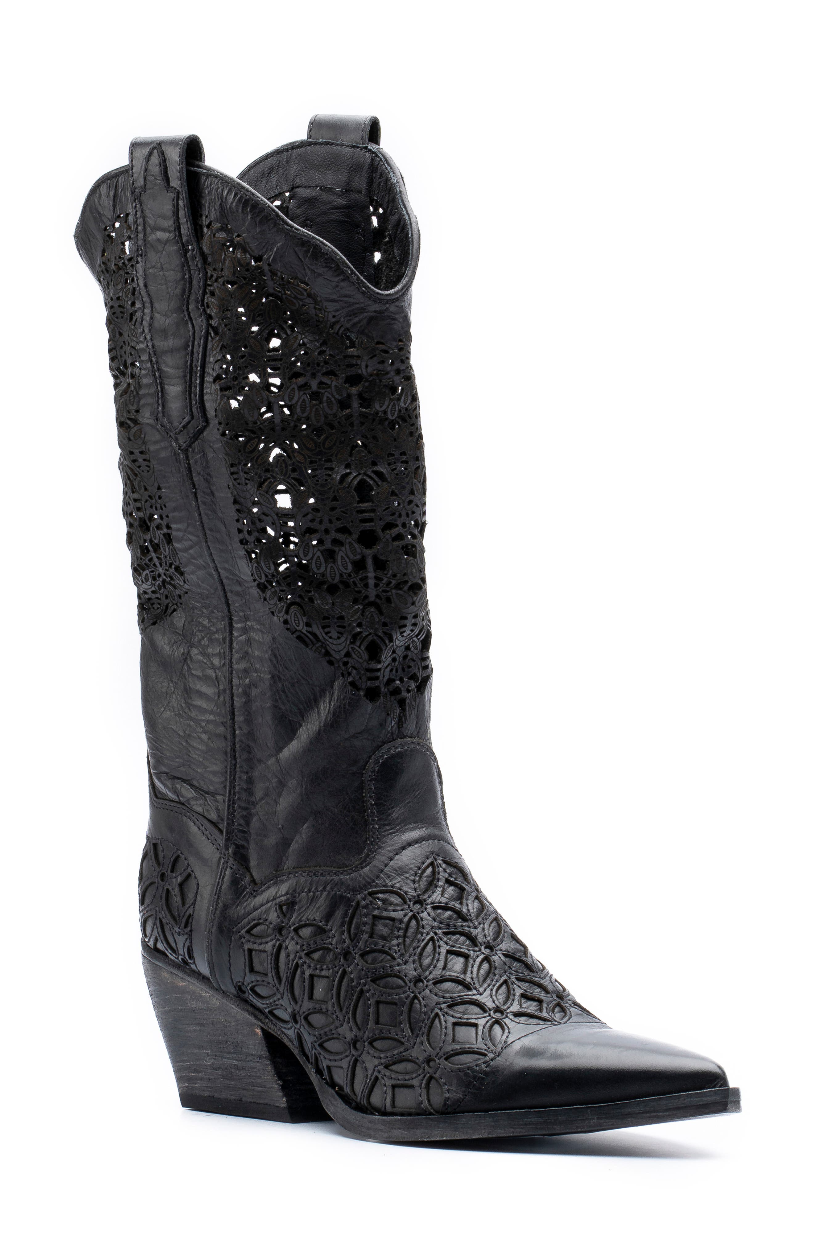 cowboy boots black and white