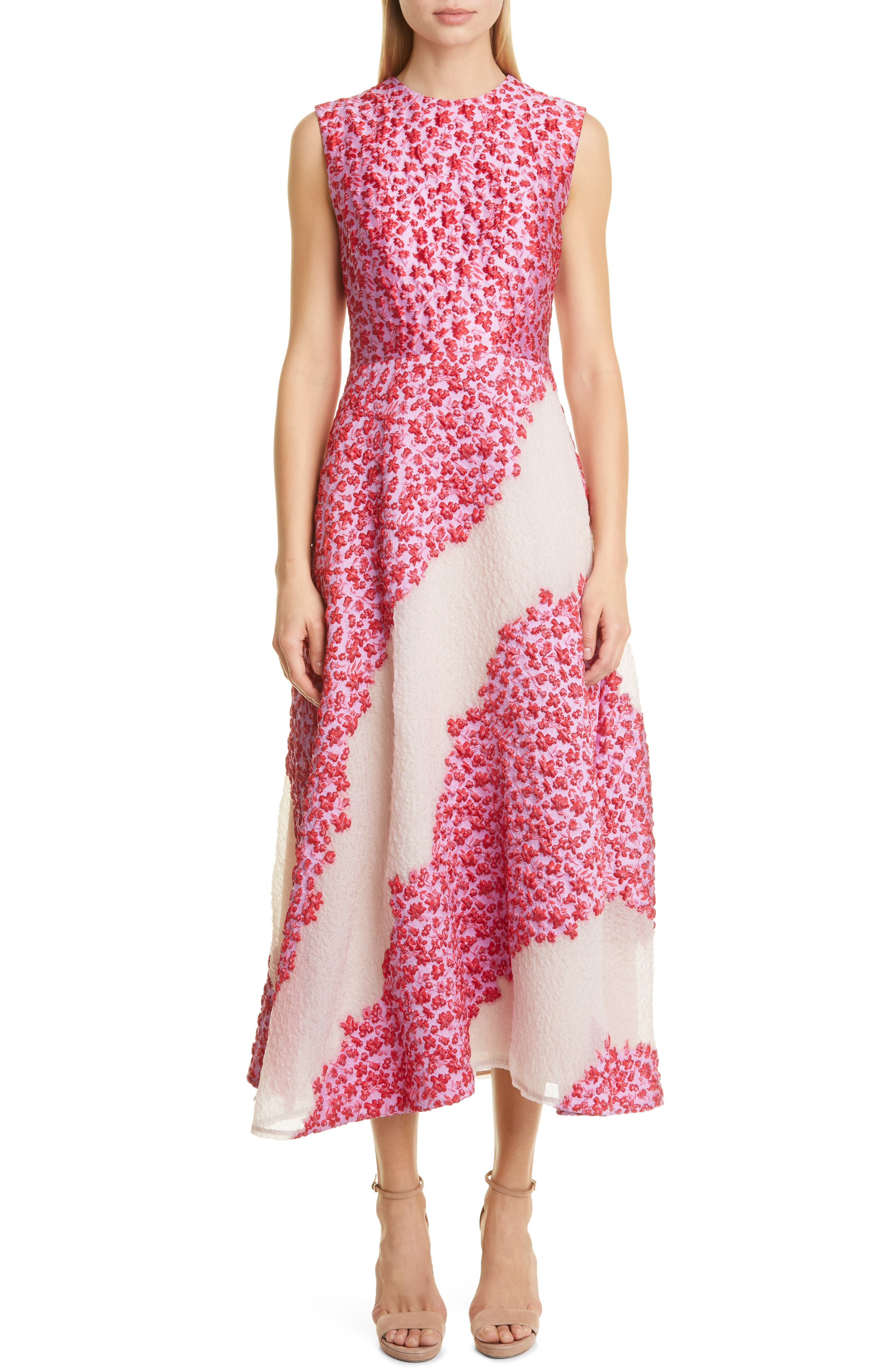 Lela Rose Floral Sleeveless A-Line 